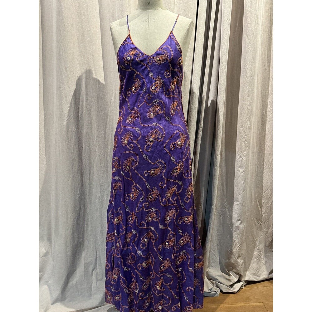 Vintage Paul Ropp Embroidered Silk Slip Dress Unworn!.. M/L